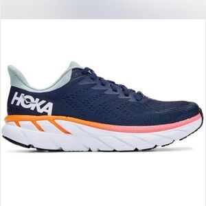 HOKA Clifton 7 women’s running shoes 8.5 in black iris and blue haze